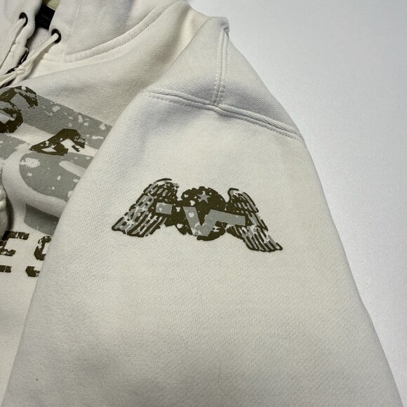Vintage Y2K Vans Skate Hoodie Sweatshirt Mens Large 23x26 White Skateboard Zip - Picture 6 of 12